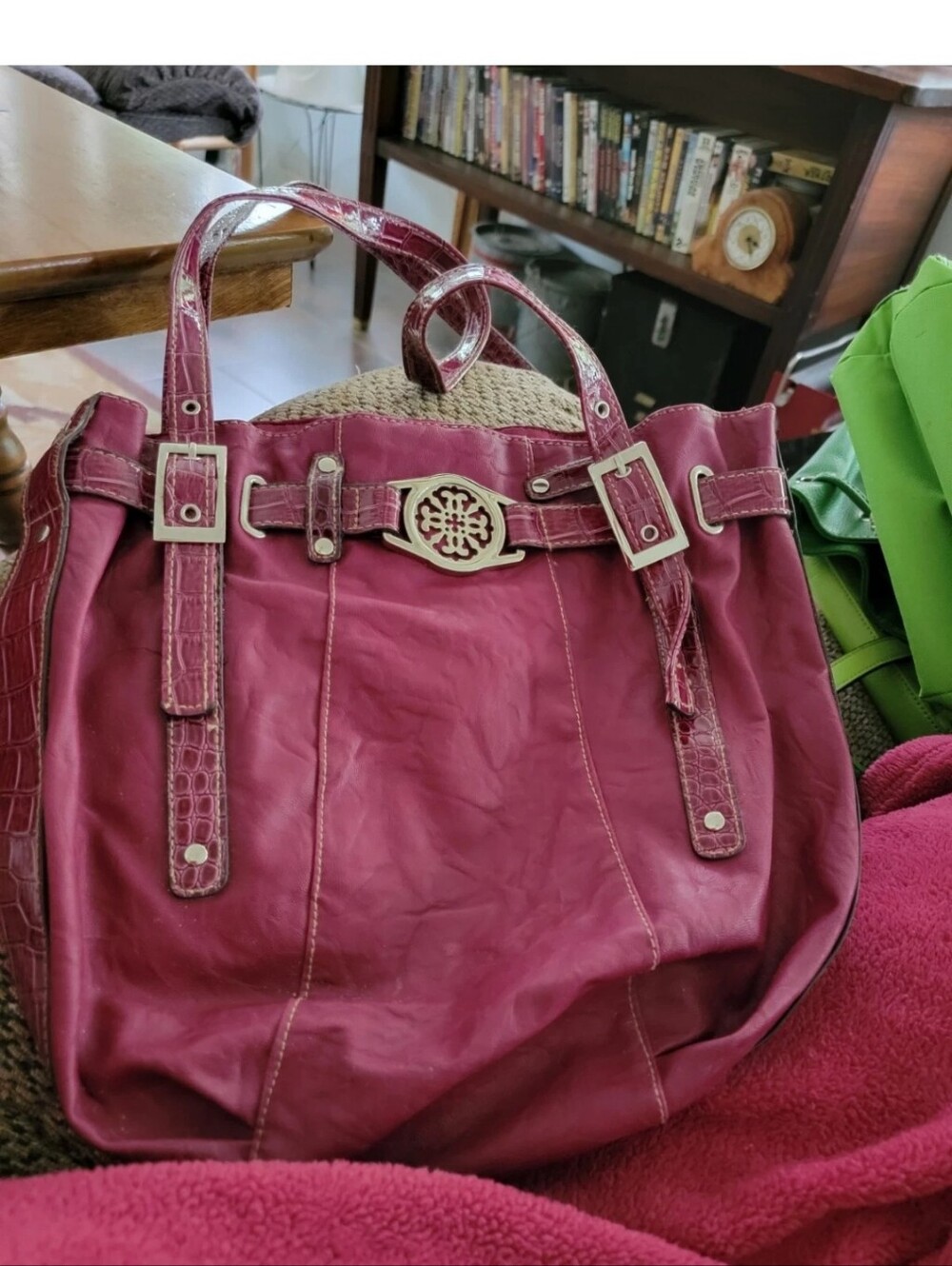 Treviso Faux Leather Purse Hobo Bag Belted Shopper Bag  12" X 13"